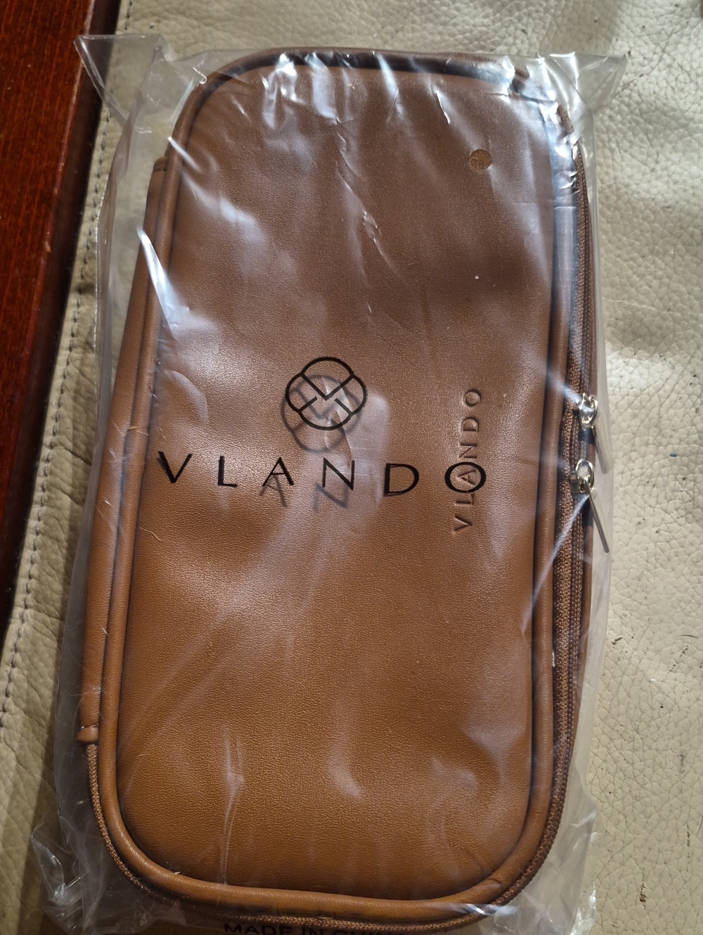 Brown Women's Travel Pouch - Sleek Leatherette Organizer